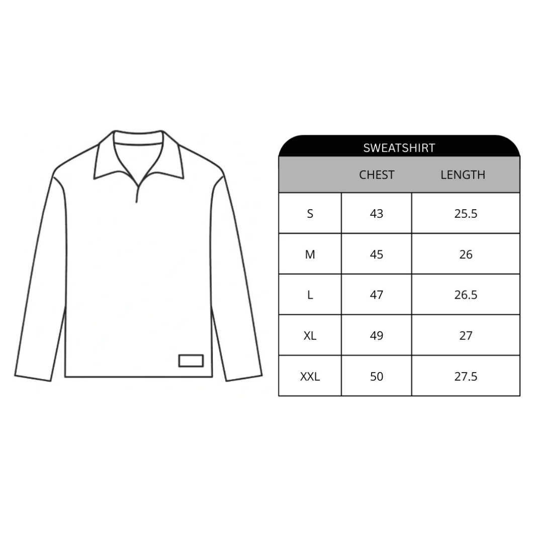 Size chart for Nation V Long Sleeve Tee