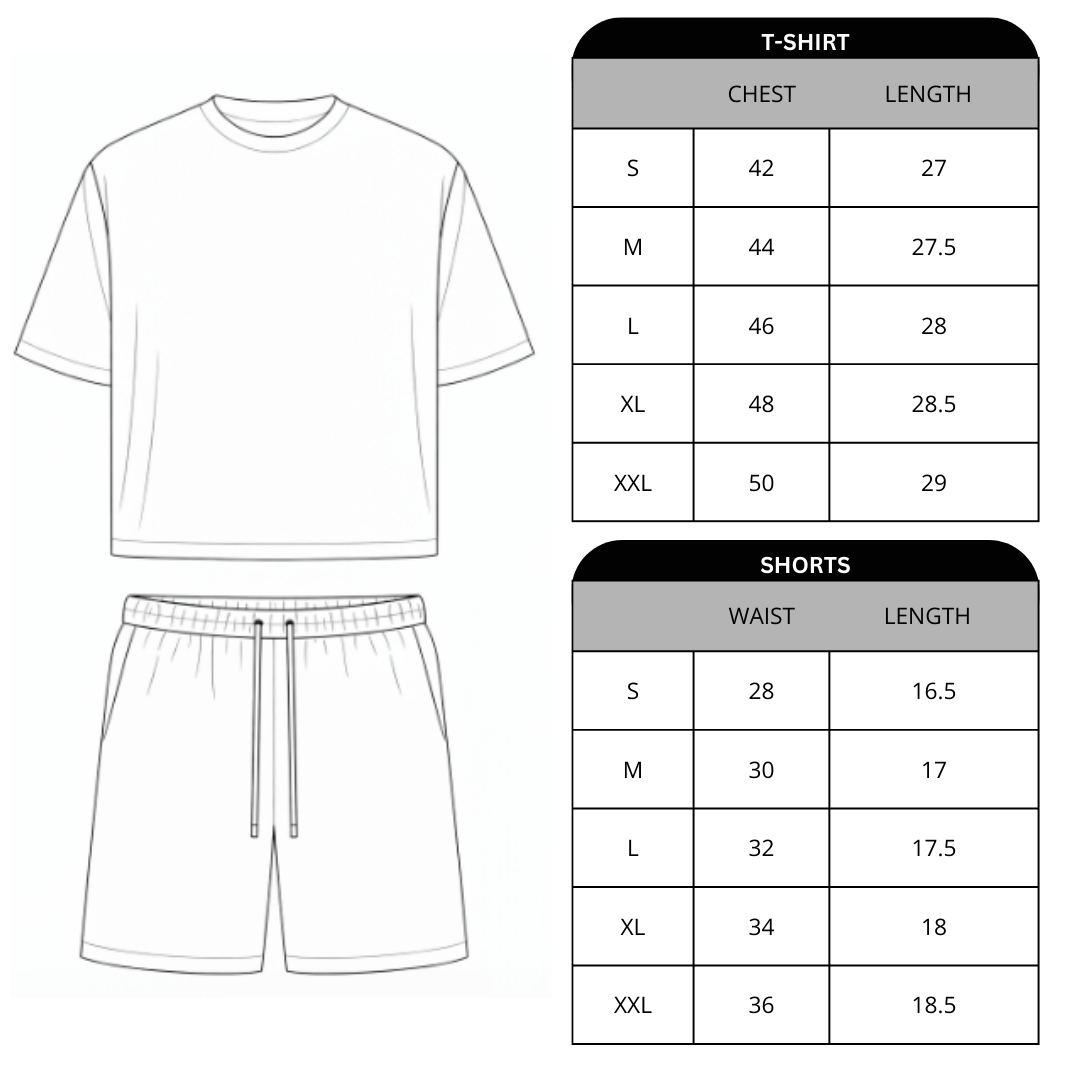 Size chart for Nitro T-Shirt And Shorts Set