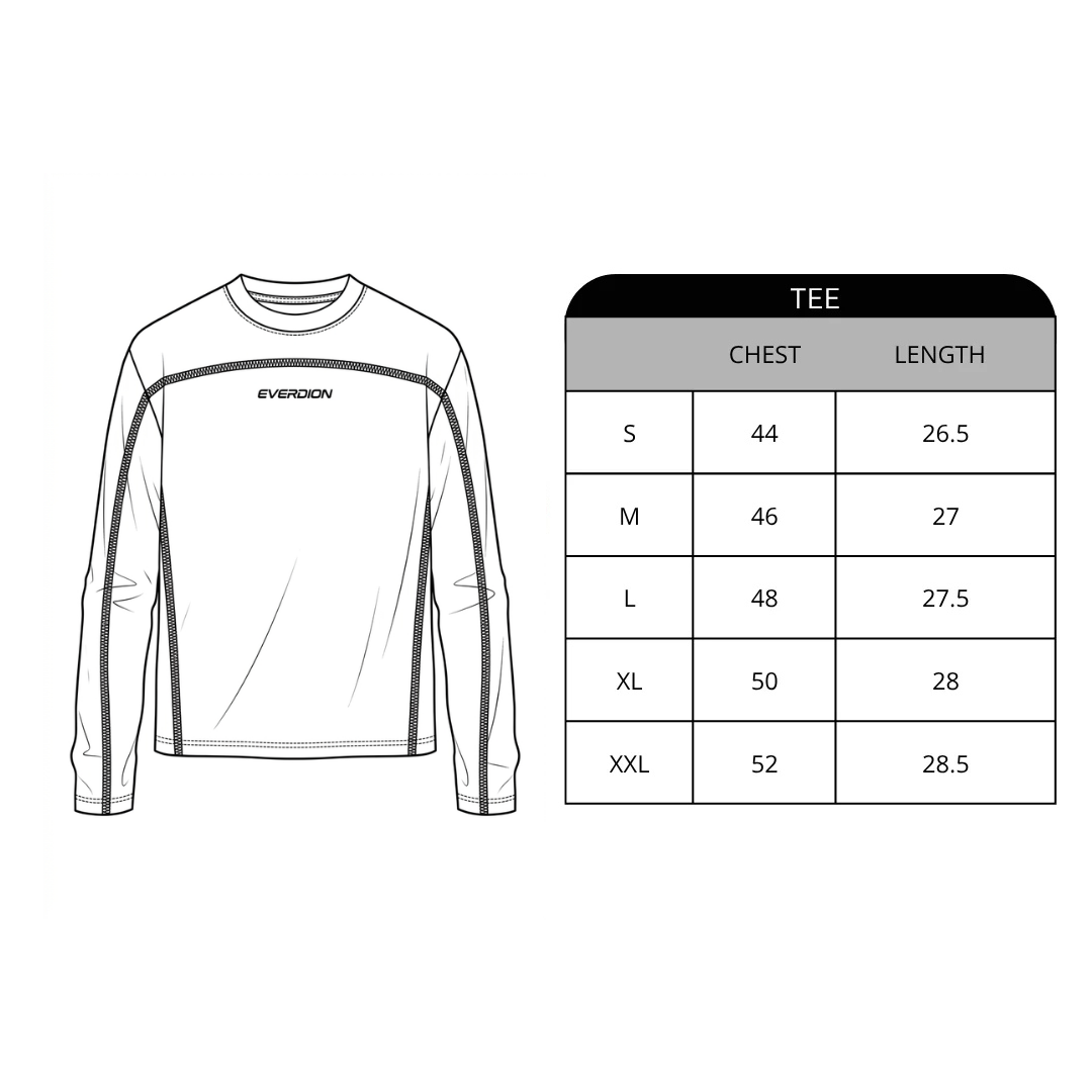 Size chart for Ghostline Longsleeve Tee
