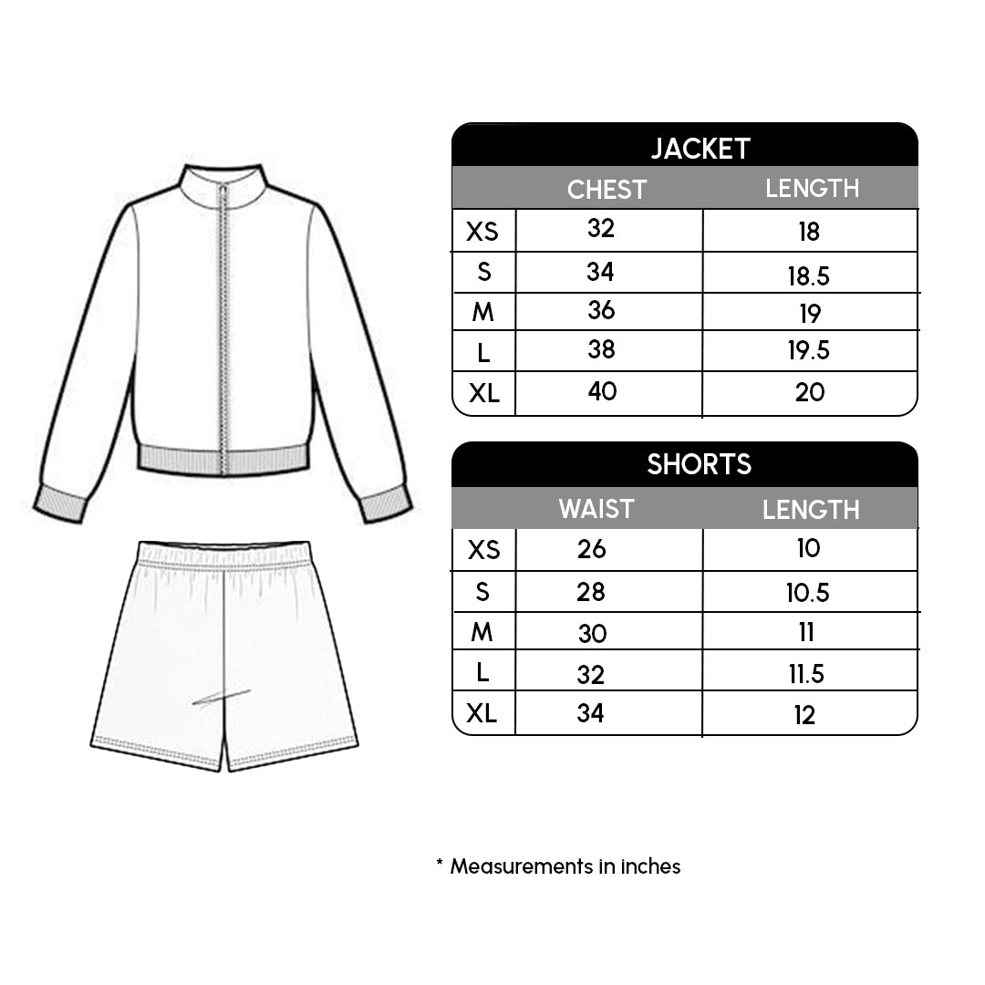 Size chart for Paparazzi Hoodie And Shorts