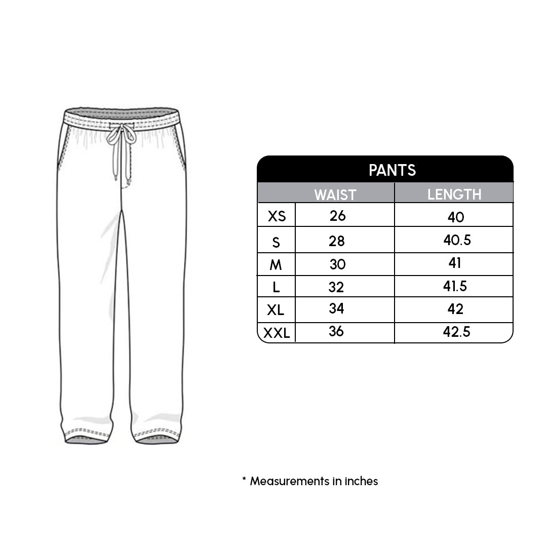 Size chart for Royal Blue Straight Leg Sweatpants