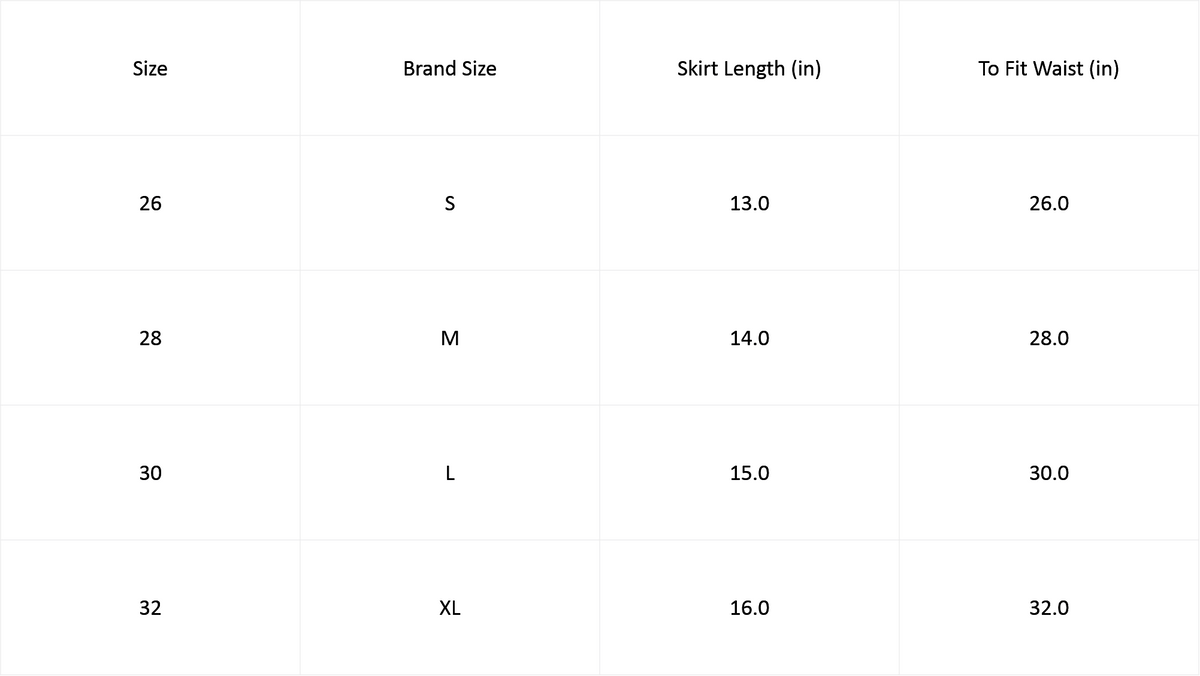 Size chart for Khaki High-Rise Mini Side Slit Skirt