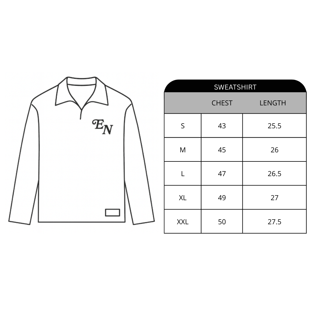 Size chart for Signature Polo Oversized Full Sleeve Tee