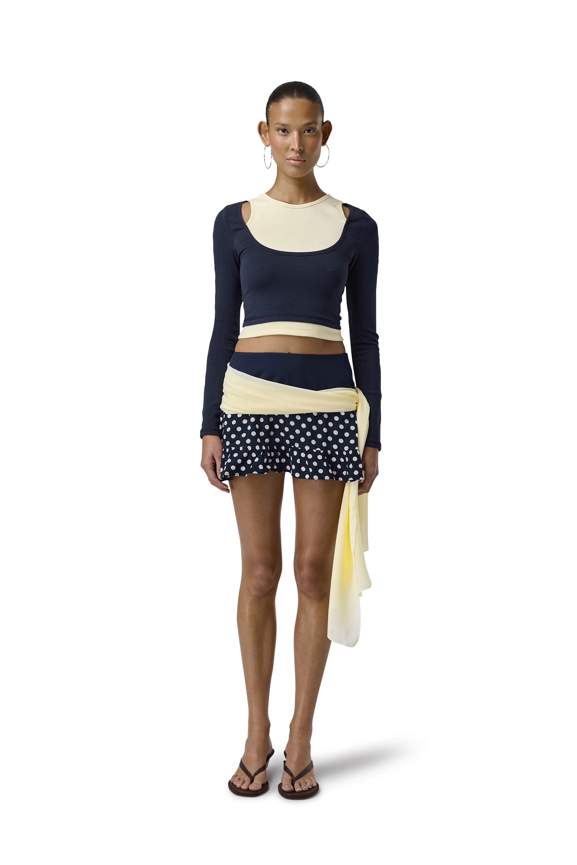 Women In Navy Twinnie Layered Long Sleeve Top 
