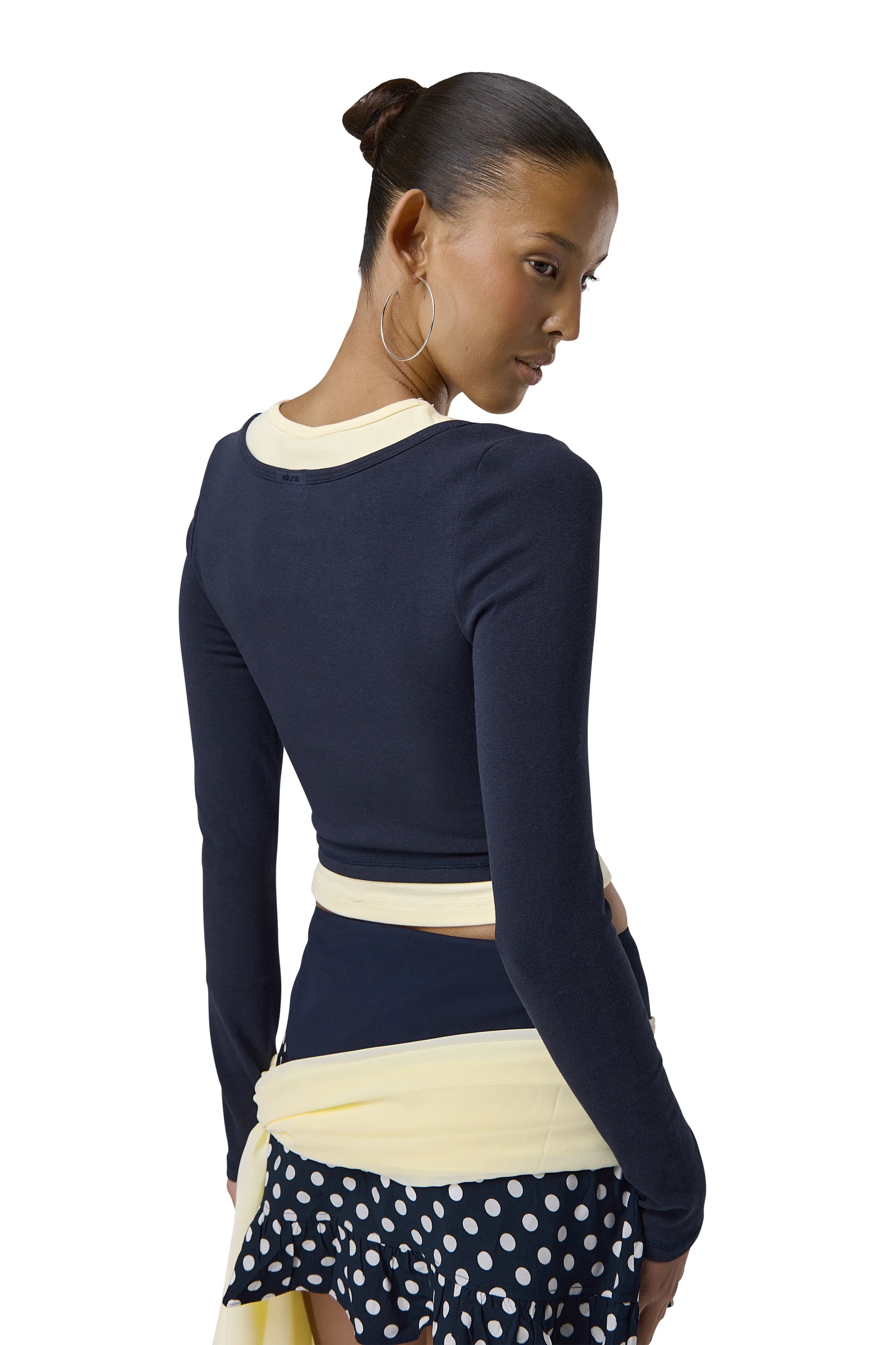 Women In Navy Twinnie Layered Long Sleeve Top 