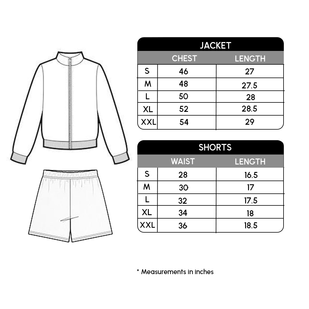 Size chart for Short Sleeve Boxy Shirt and Shorts