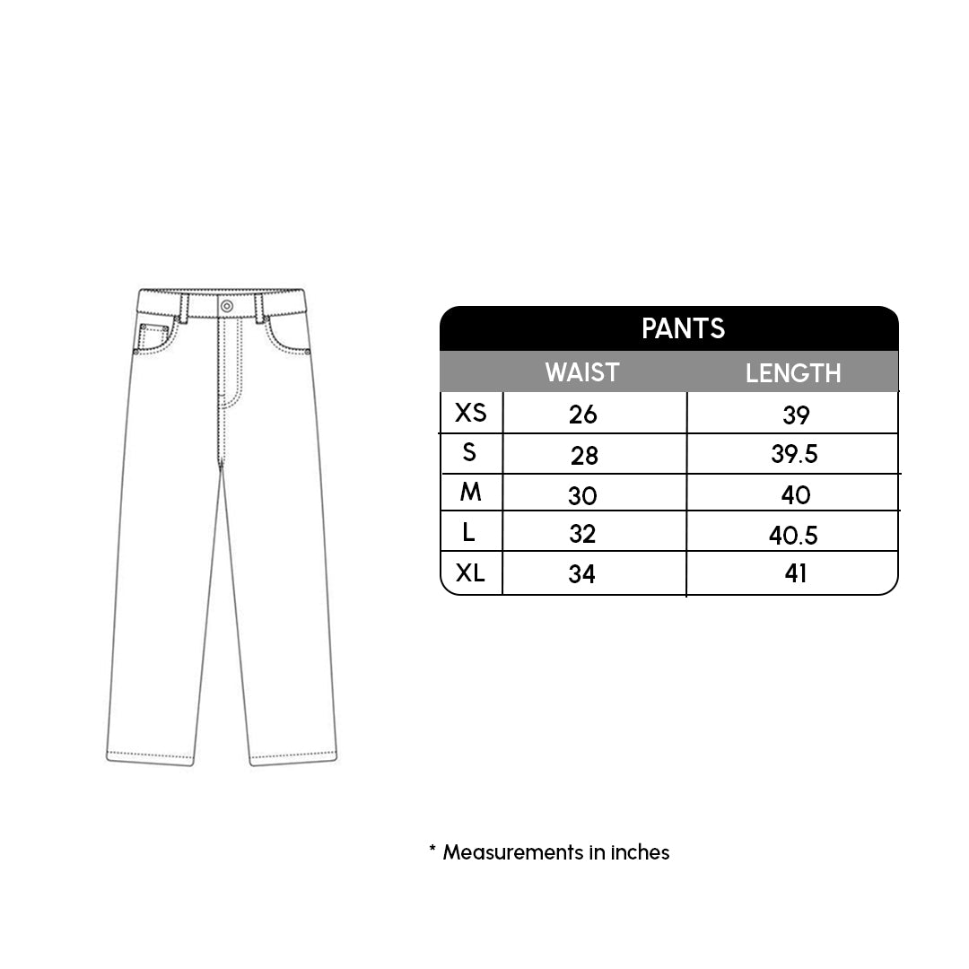 Size chart for Tek Air™ High Waisted Side Pocket Straight Leg Work Pants