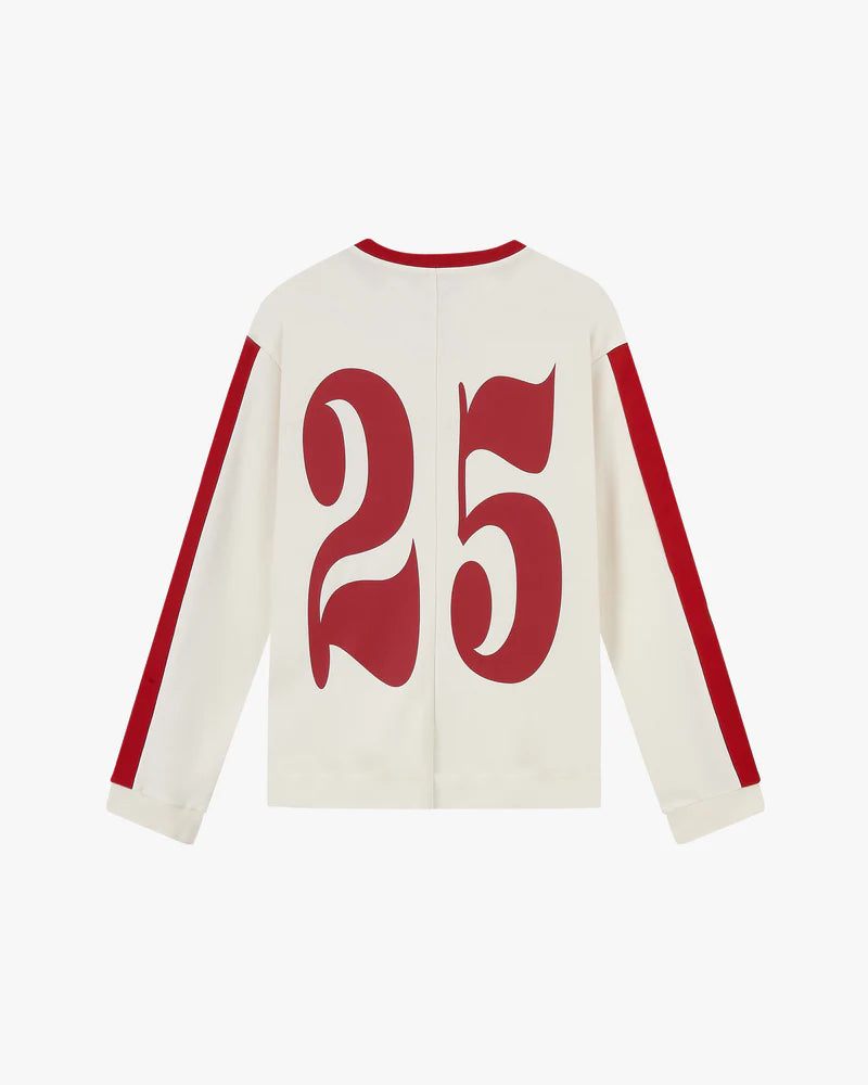 Vintage Sports Longsleeve White and Red with 25 Number 