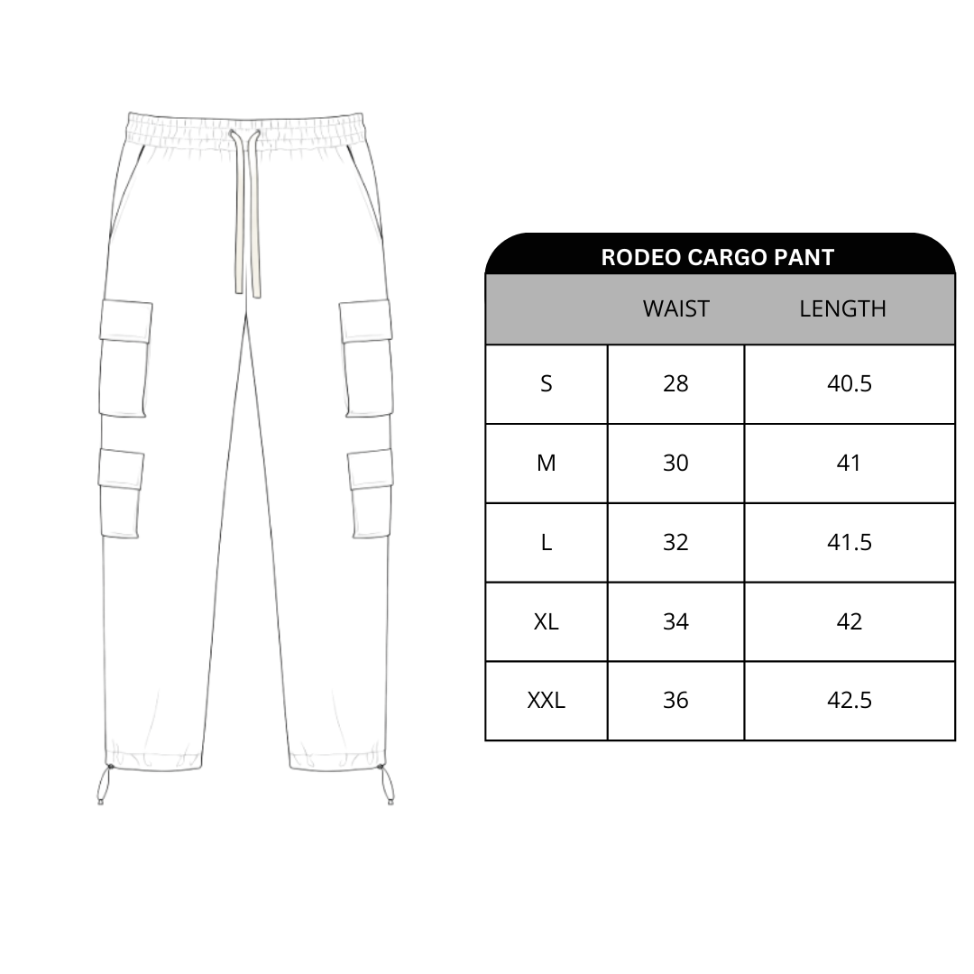 Size chart for Rodeo Cargo Pant