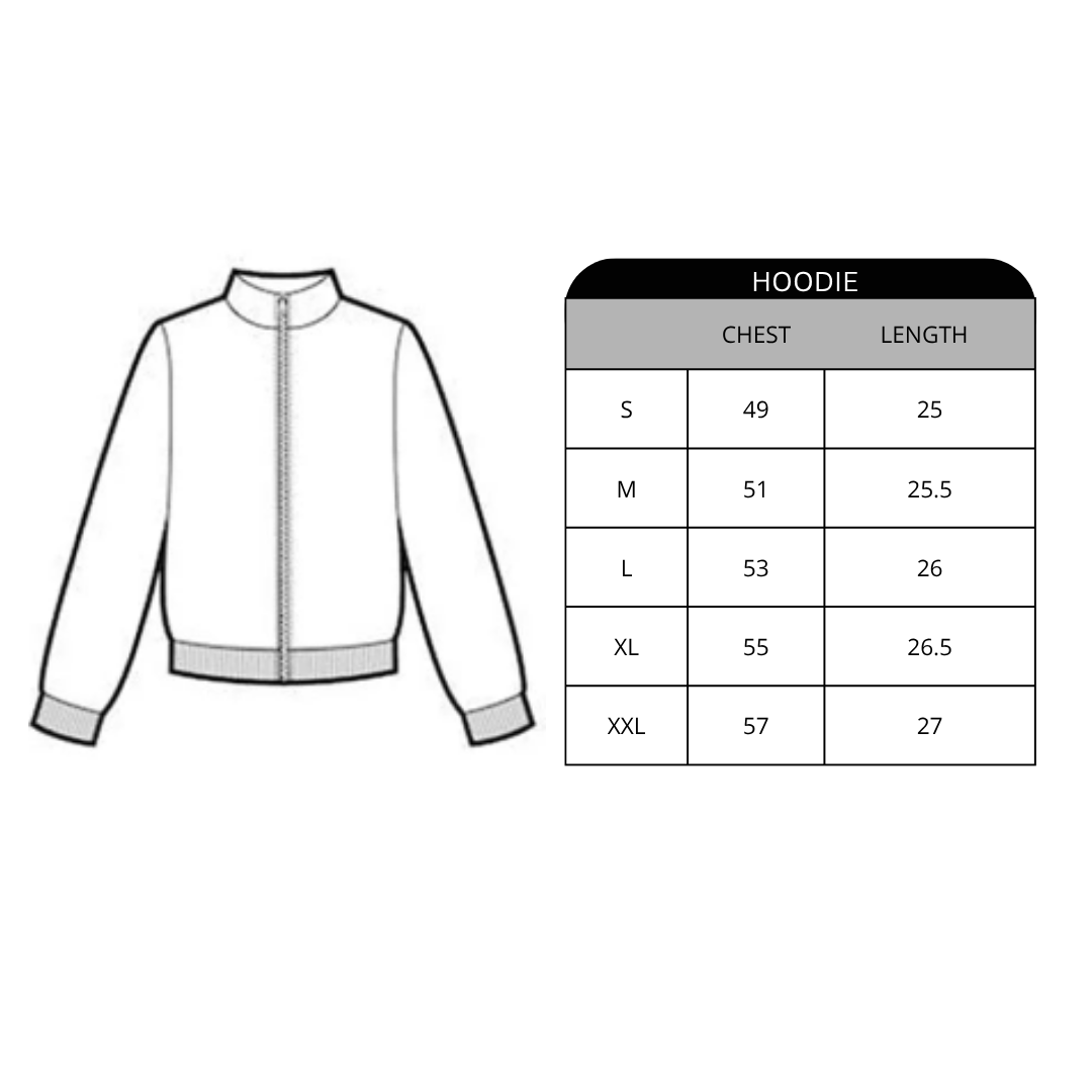 Size chart for Kill-Bill Mesh Hoodie