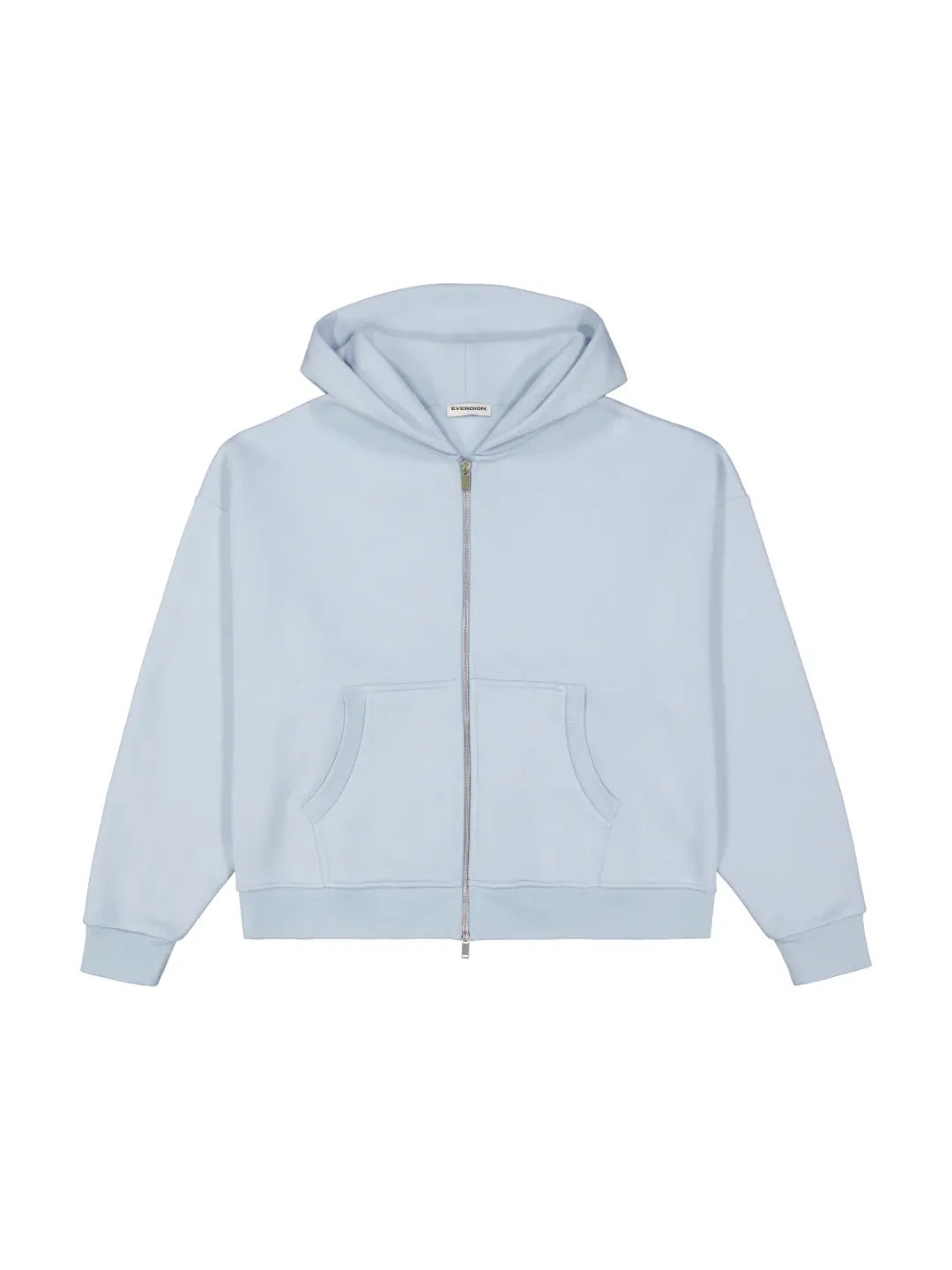 Light blue zip-up jacket on a white background