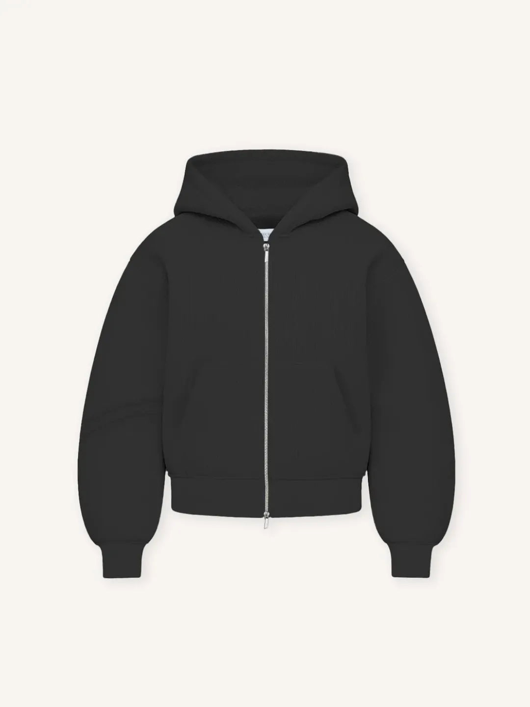 Black hoodie with a zipper on a white background