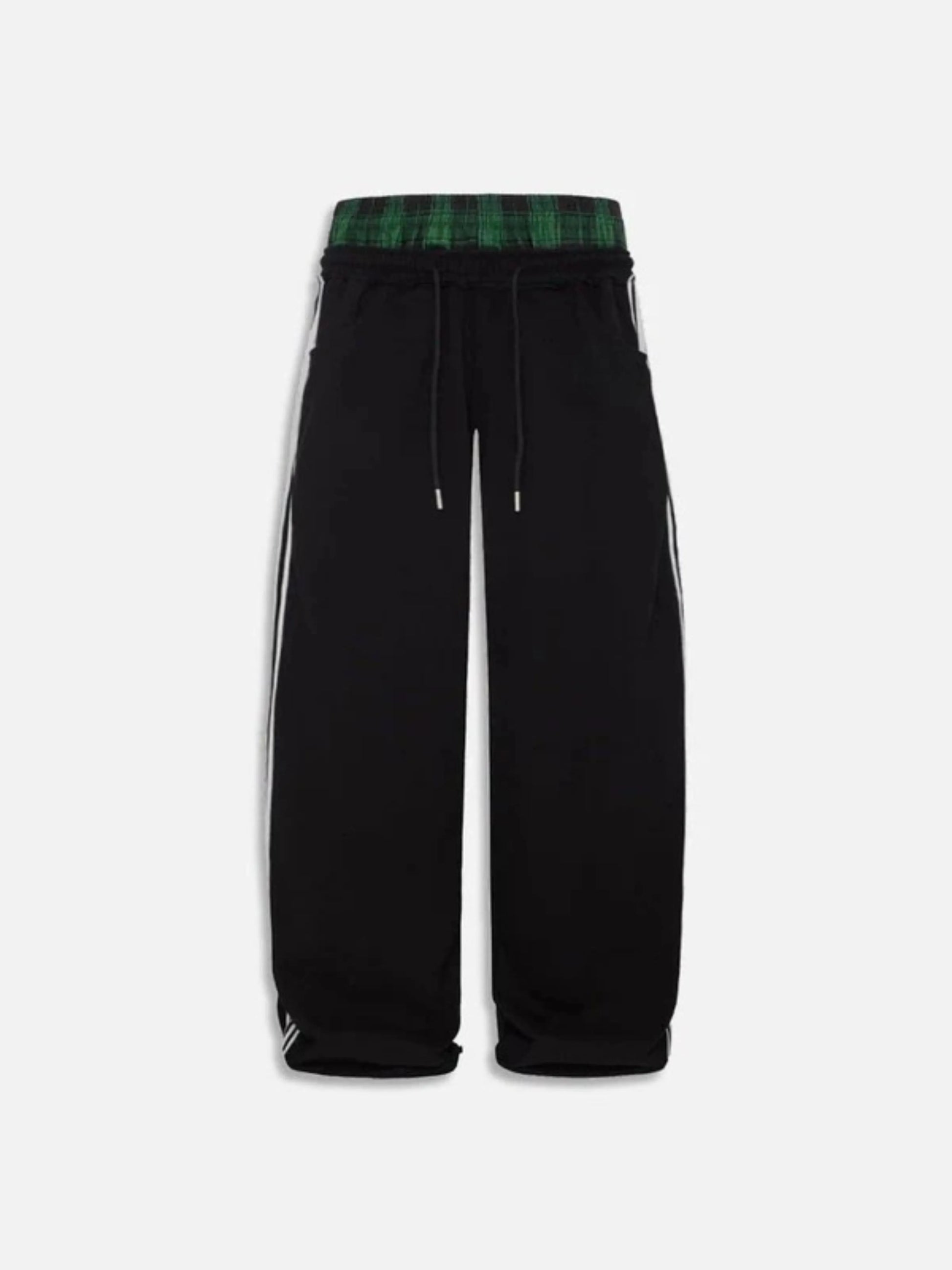 Person wearing black boxer waist sweatpants 