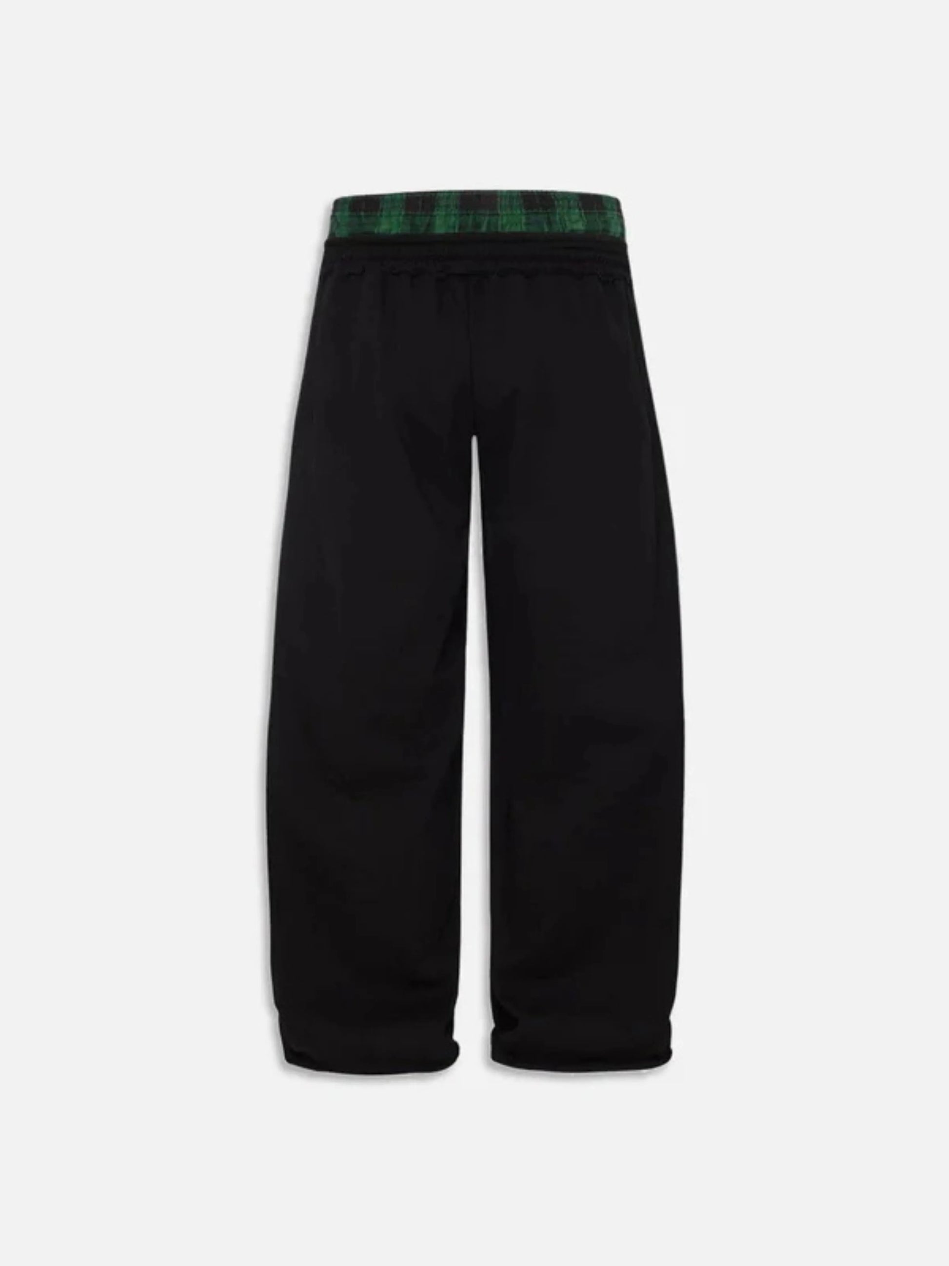 Person wearing black boxer waist sweatpants 