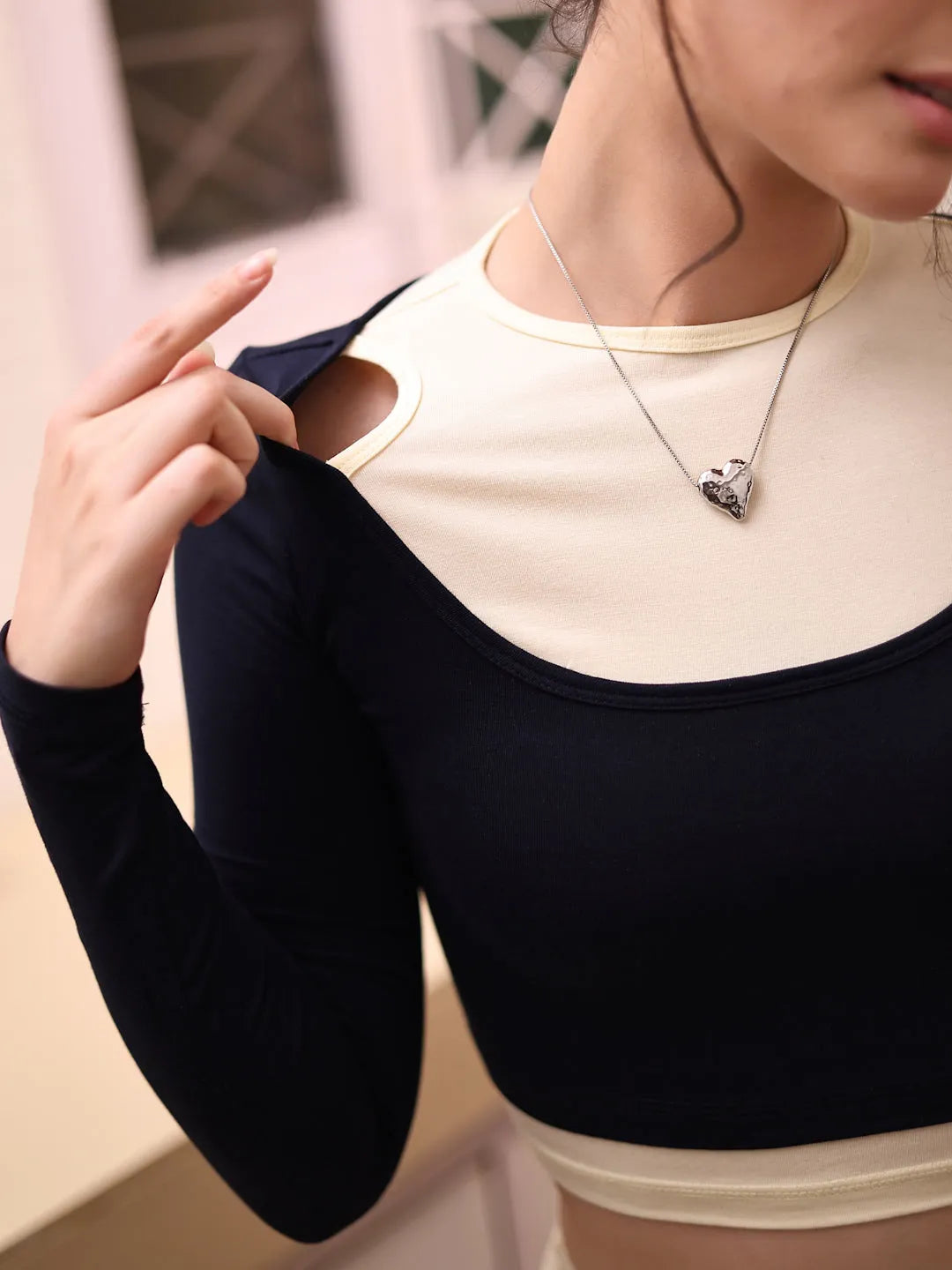 Women wearing Layered Long Sleeve Top