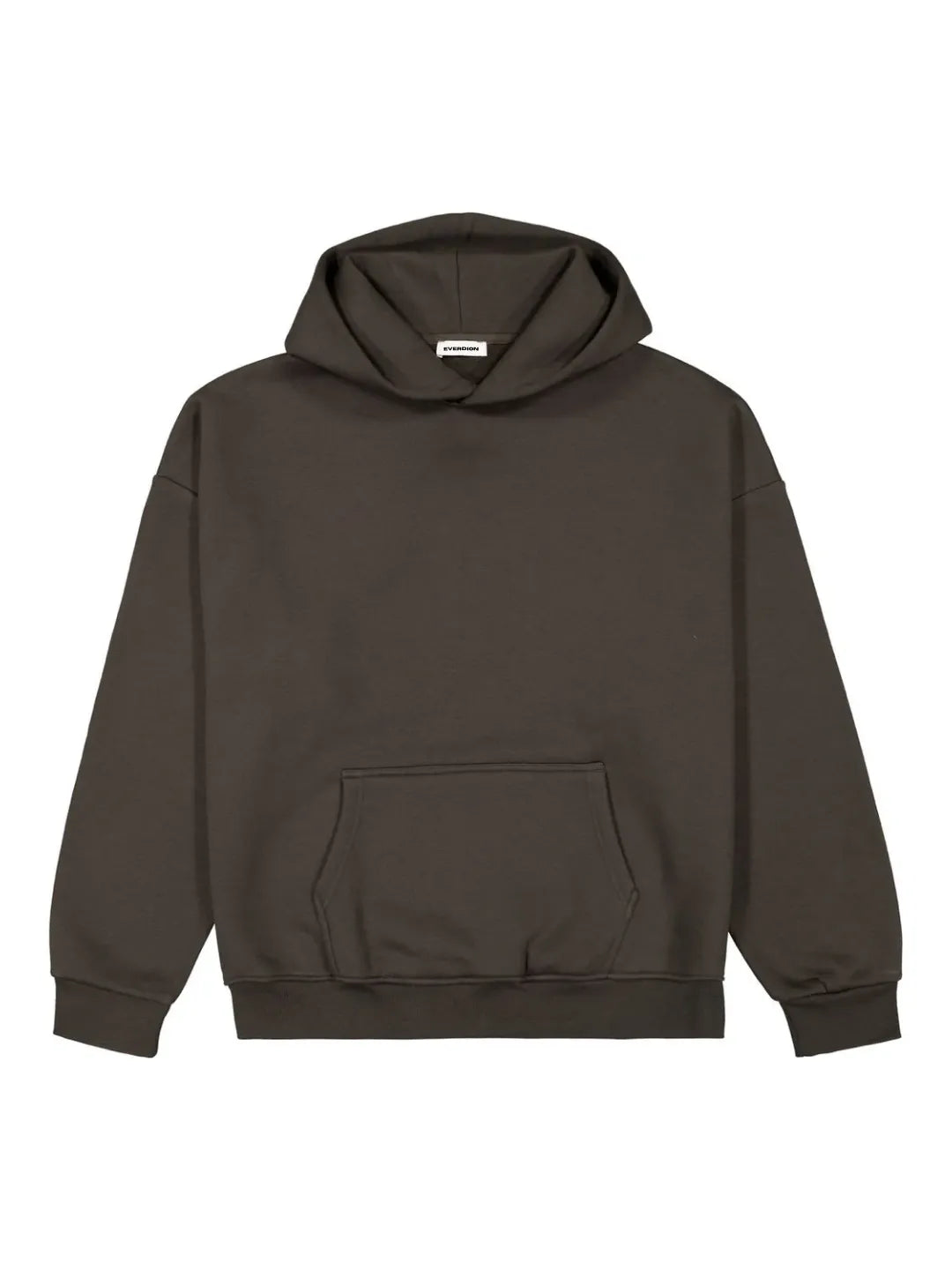 Brown hoodie with button details on a white background