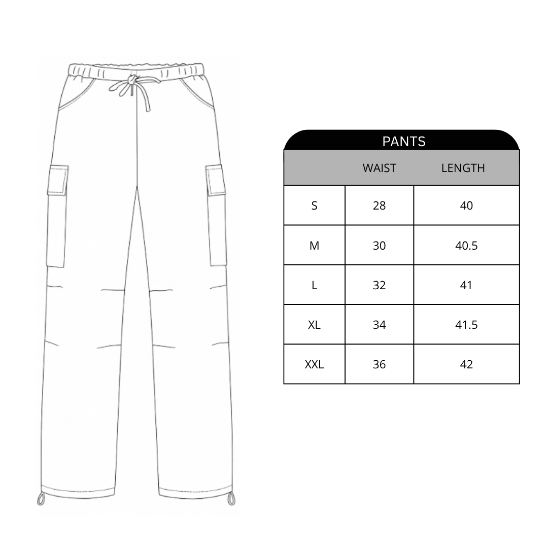 Size chart for Brava Cargo Pant