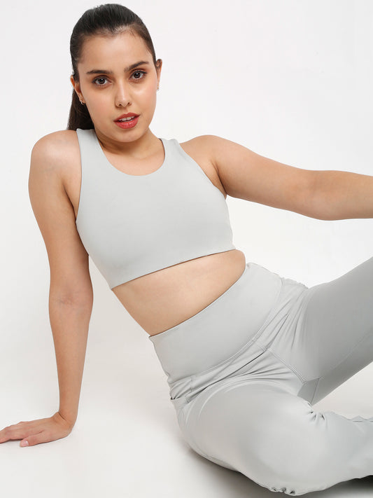 Grey Essential Racerback Sports Bra