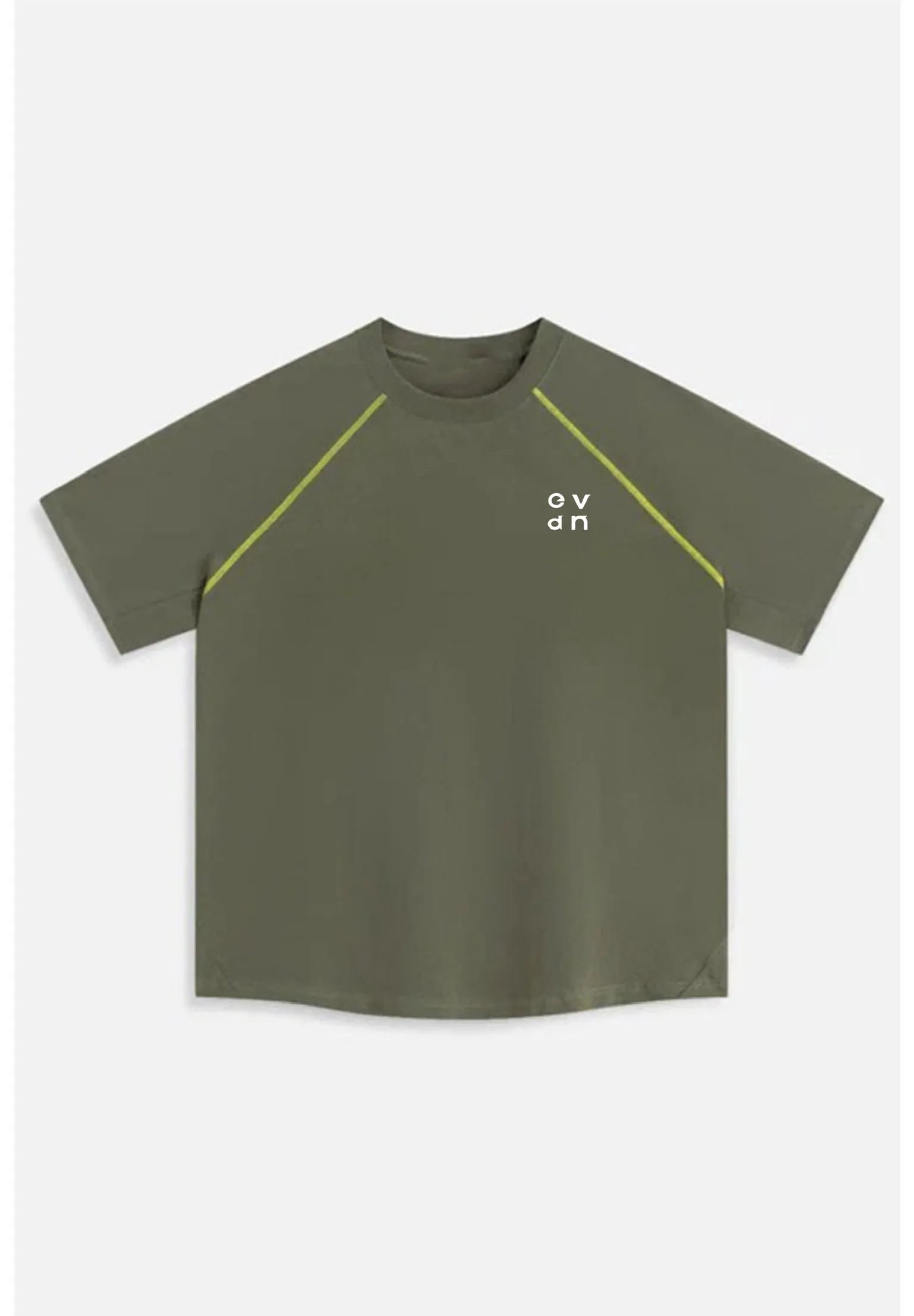 Green t-shirt with logo on a white background