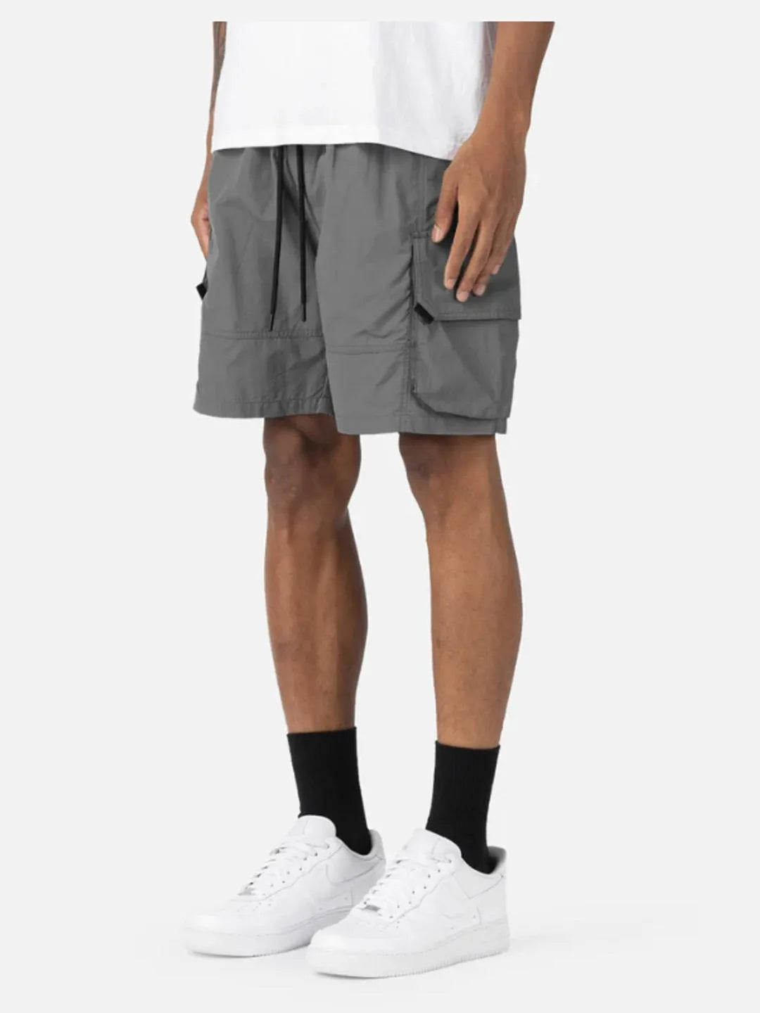Person wearing grey Gaze Shorts