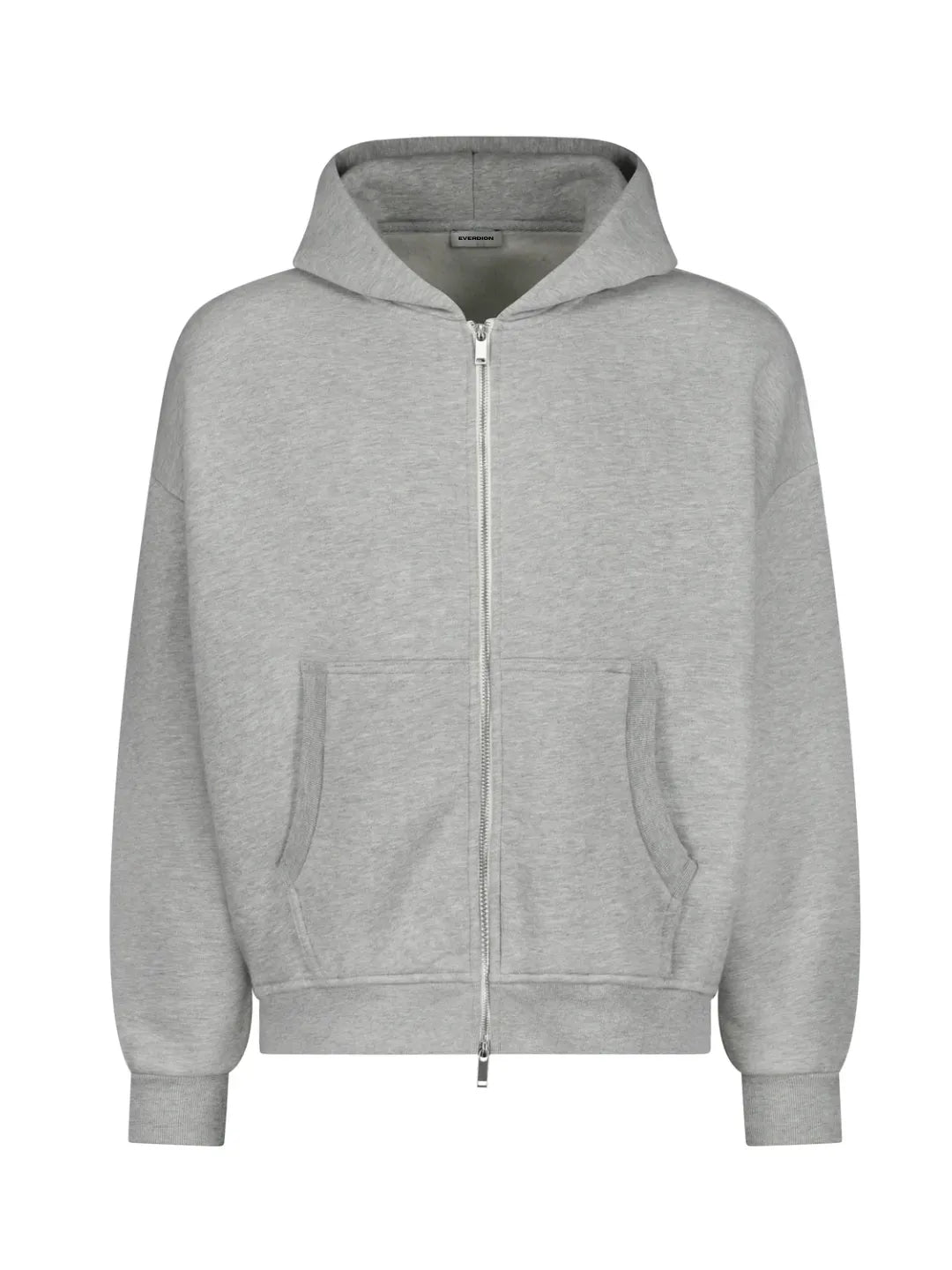 Grey zip-up jacket on a white background