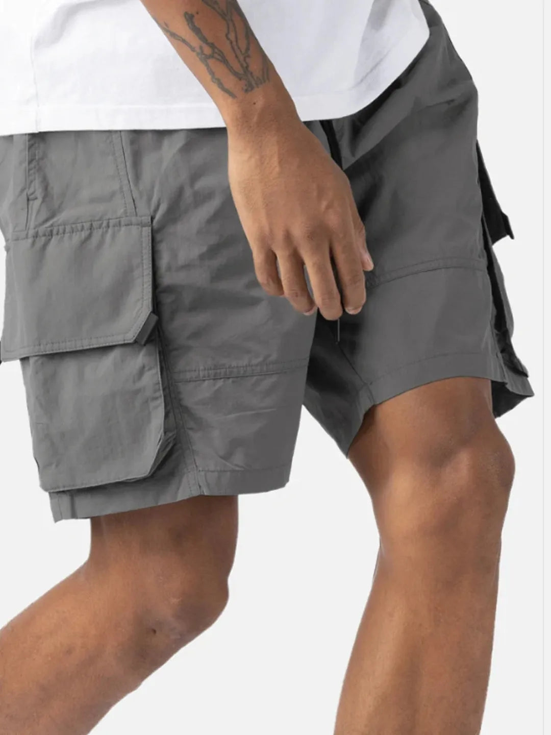 Person wearing grey Gaze Shorts