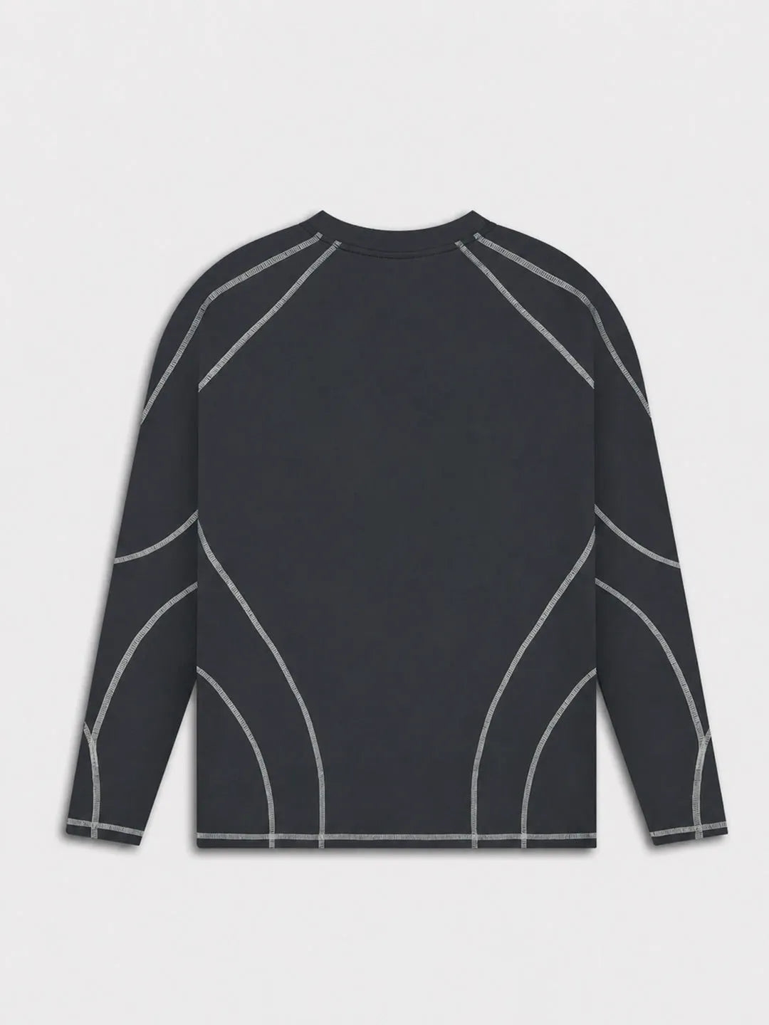 Person wearing a grey Compression Full Sleeve T-shirt with a brand logo 