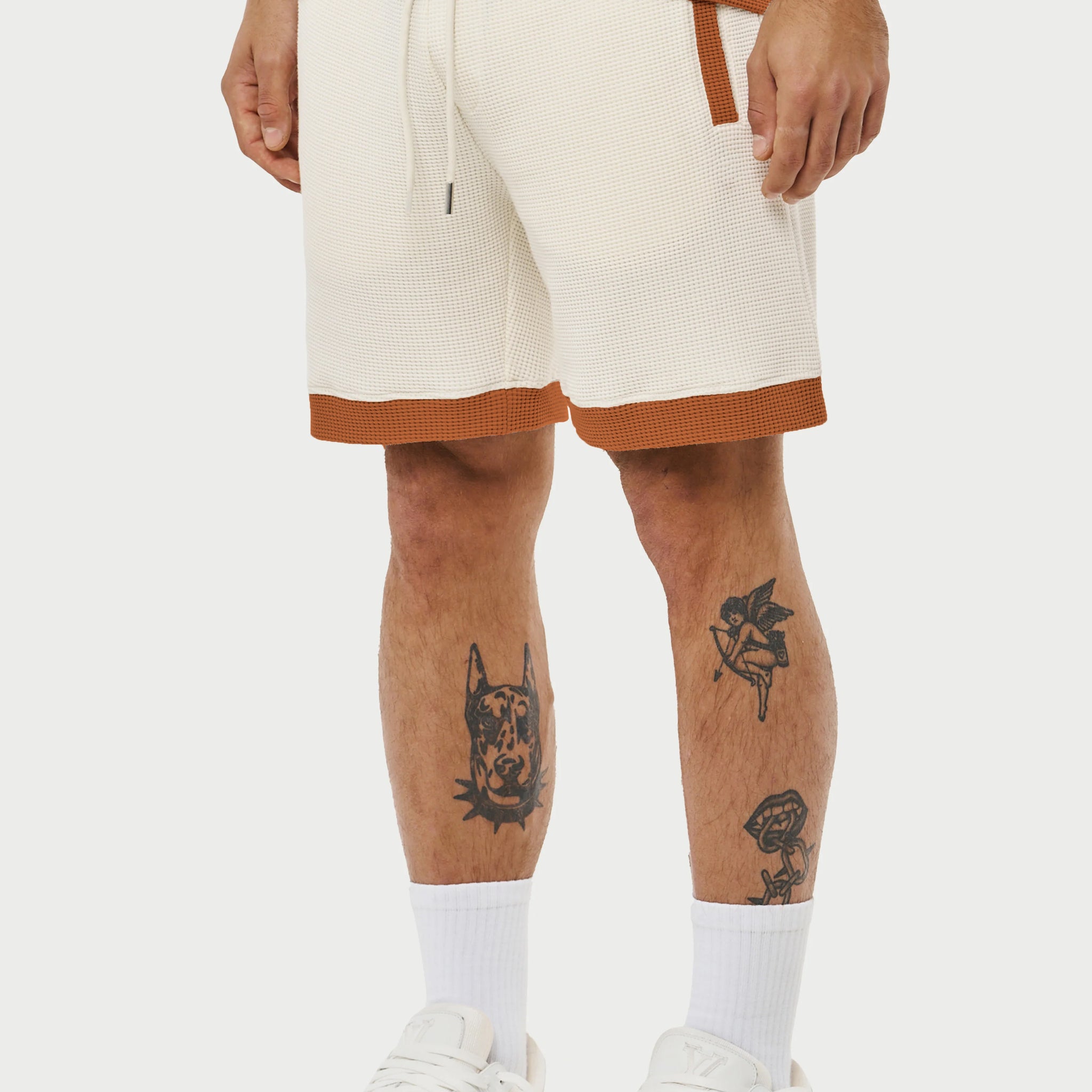 White Waffle Textured Shorts