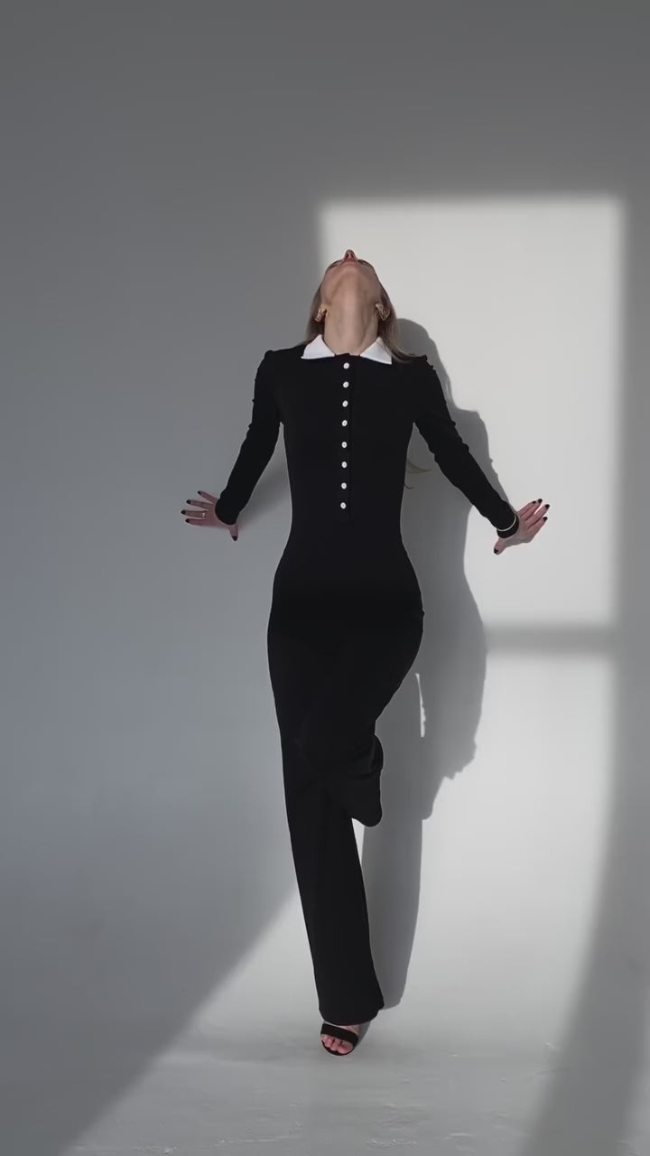 White Collar Catsuit, featuring a contrast collar and sleek design, this all-in-one jumpsuit