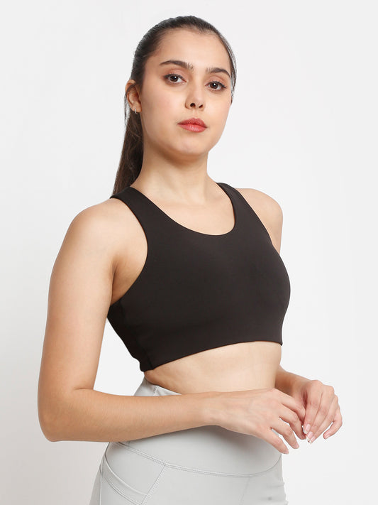 Black Essential Racerback Sports Bra