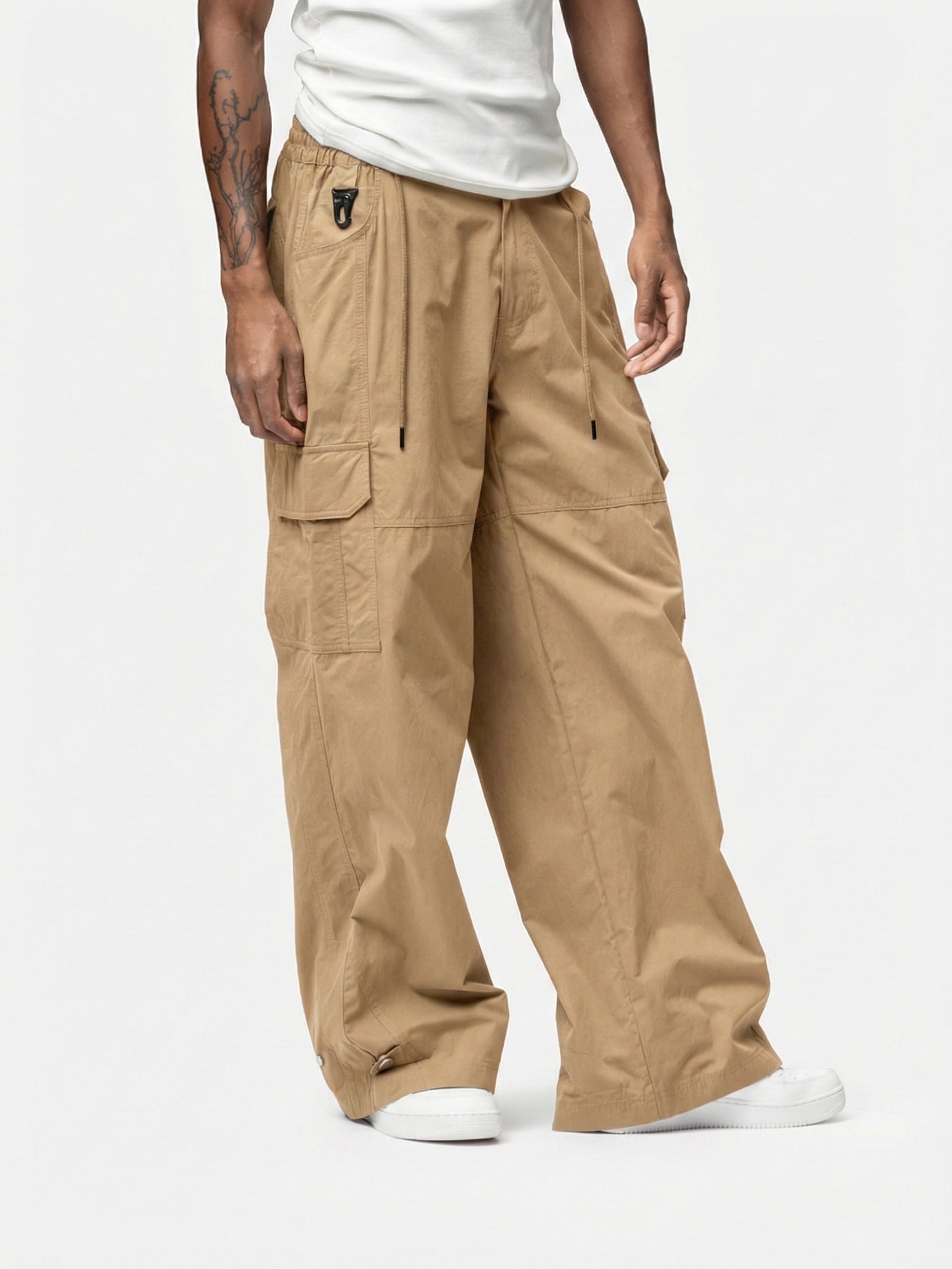  Beige Marasis Cargo Pant, with button up and adjustable waistband with multiple pockets 