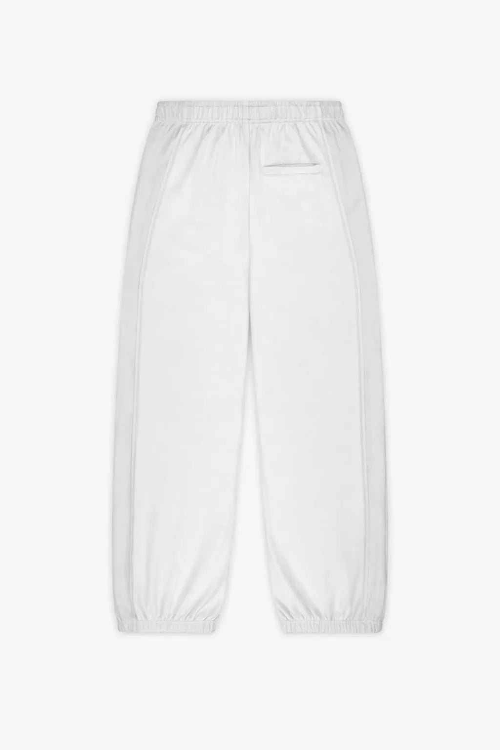 White joggers on a light grey background