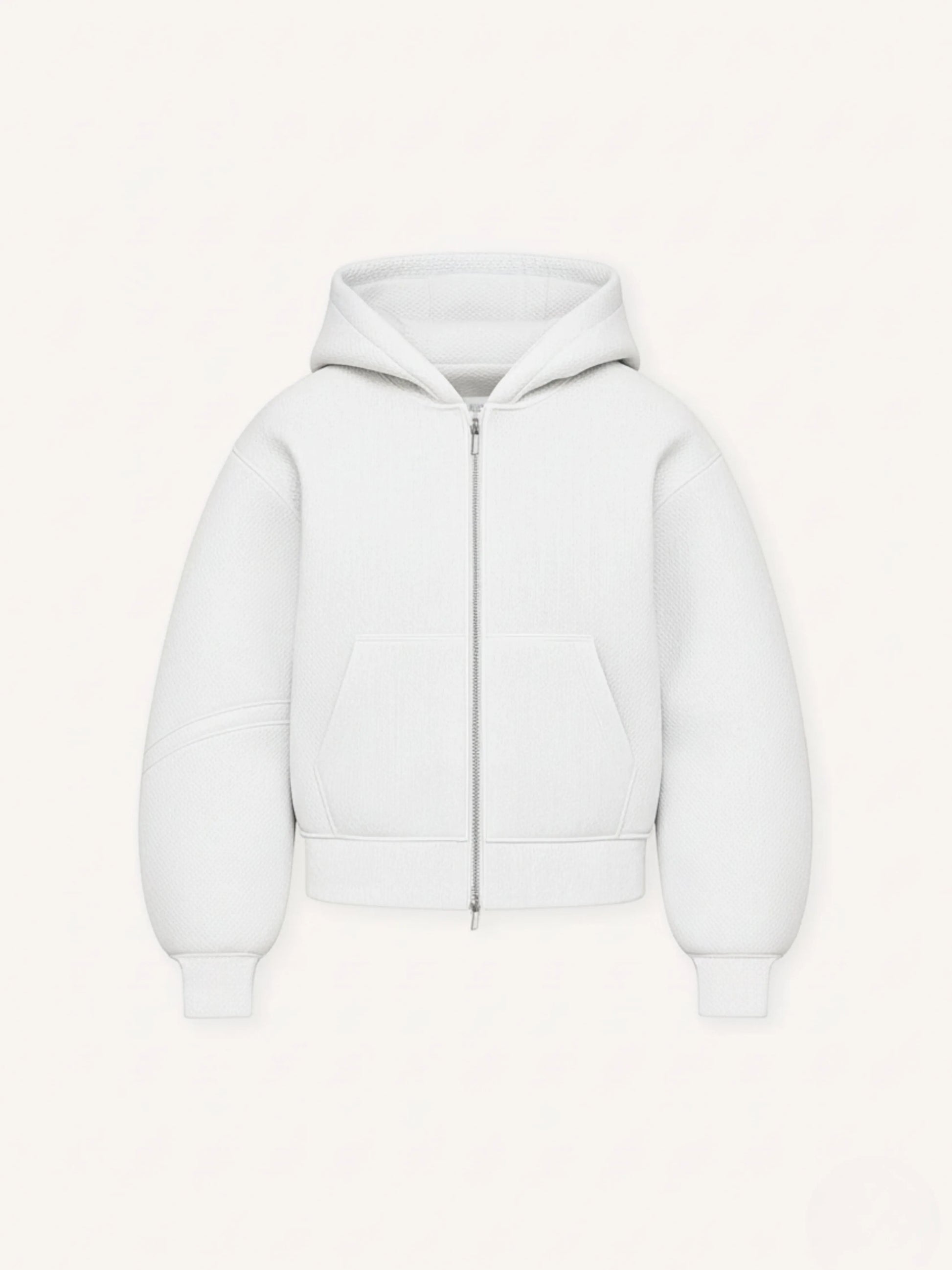 White hoodie on a light grey background