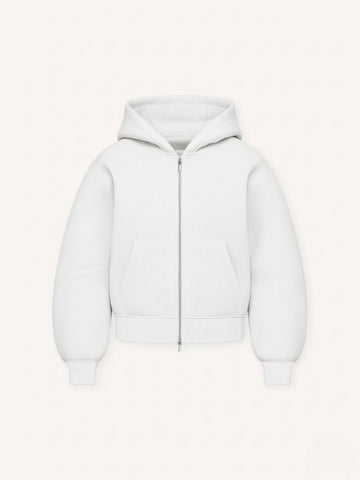 White hoodie on a light grey background