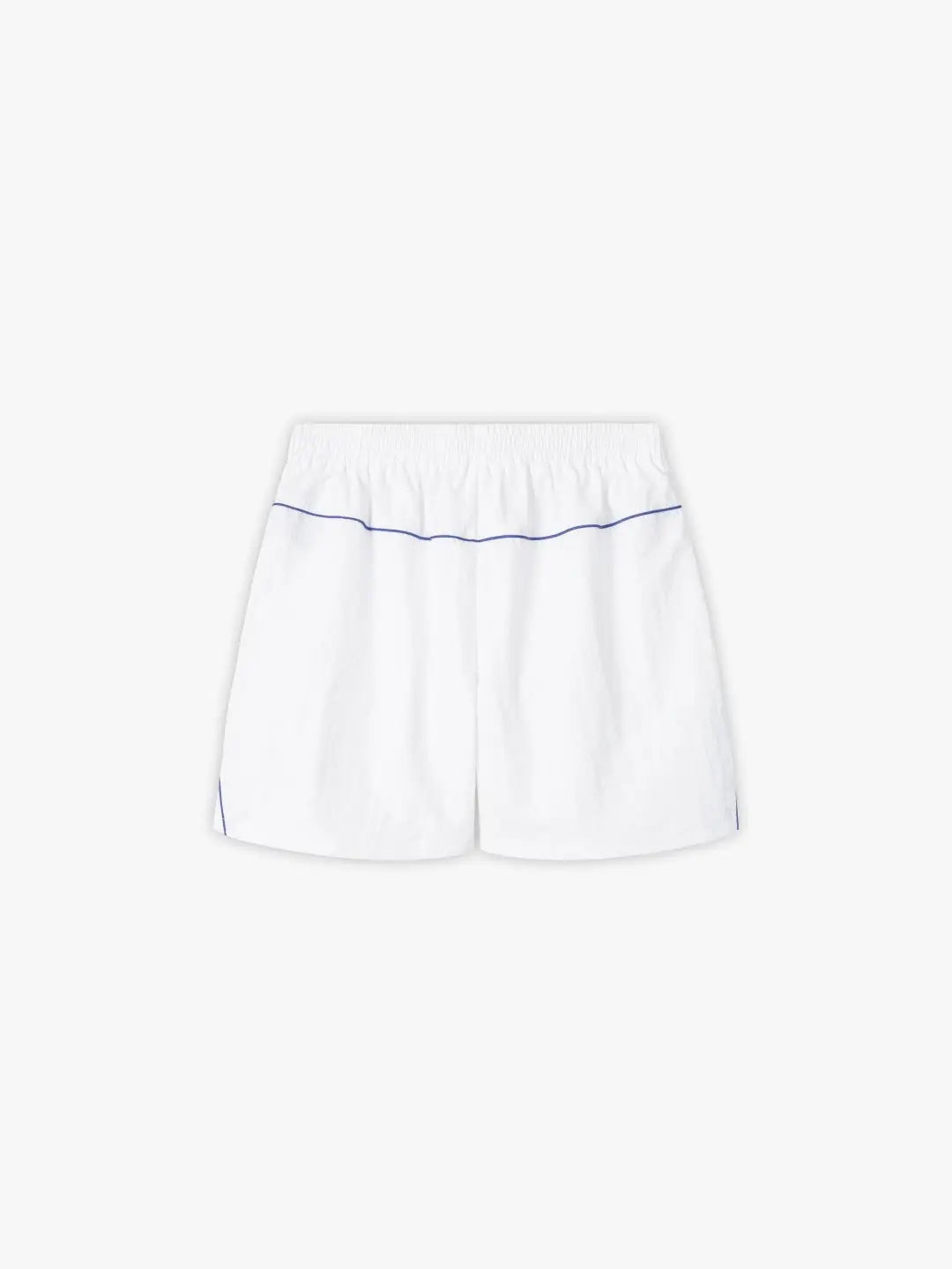 White Relaxed fit track shorts featuring an elastic waist, curved contrast stitching and a lightweight feel, perfect for casual wear and athleisure styling.