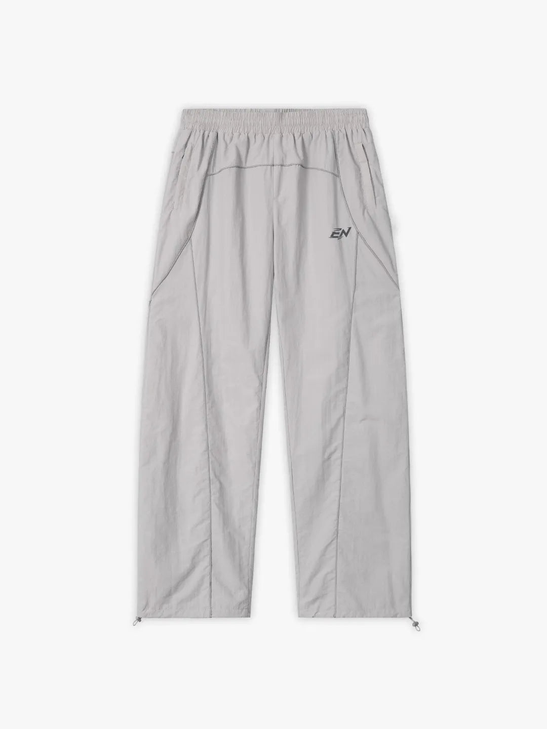 Grey Pant with durable nylon, featuring a baggy silhouette and adjustable fit details