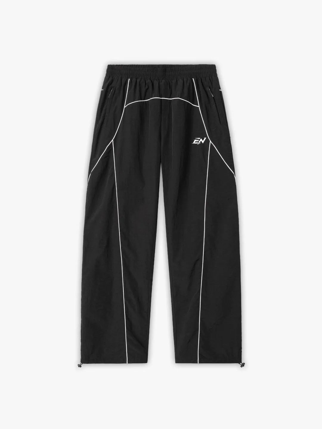 Black Pant with durable nylon, featuring a baggy silhouette and adjustable fit details